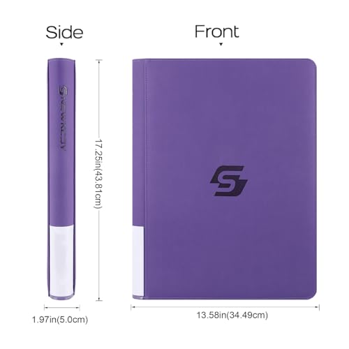 Snekdy premium 1024-pocket trading card binder, 16-pocket cards album, waterproof PU-leather Cover album with side loading, holds gaming, baseball, basketball & sports cards (Purple) - color: Purple