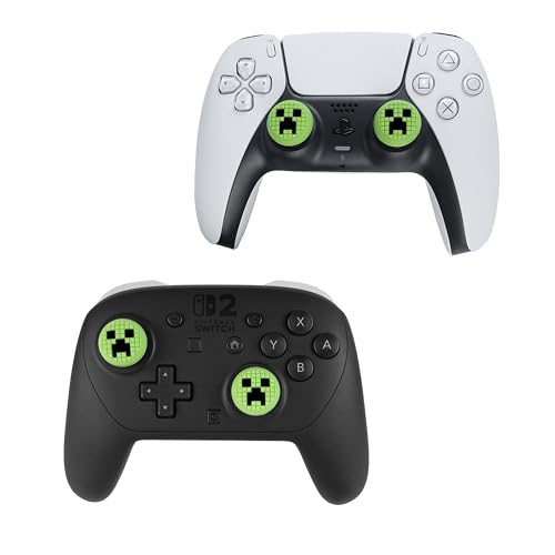 TIKOdirect Thumb Grip Caps for PS5, PS4, Switch 2 Pro, Soft Silicone Thumb Grips, Thumb Joystick Cap for ps5/ps4 controller, 4 psc/ 2 pairs, Green - color: Green