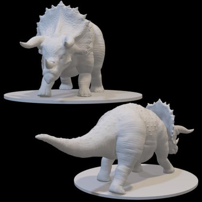 Dinosaur Miniatures for DND Pathfinder RPG Unpainted Resin 28mm-32mm 3D Printed (Triceratops - 3" - Huge)