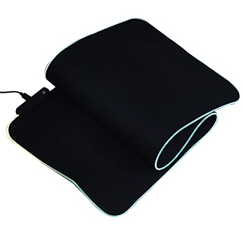 RGB LED Mouse Pad, USB Interface Gaming Mouse Mat, Thicken Rubber Non - Slip with 7 - Color Breathing Light and Monochromatic Mode, Large Size 31.5x11.8in for Computer Lapt