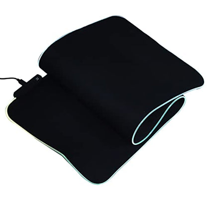 RGB LED Mouse Pad, USB Interface Gaming Mouse Mat, Thicken Rubber Non - Slip with 7 - Color Breathing Light and Monochromatic Mode, Large Size 31.5x11.8in for Computer Lapt