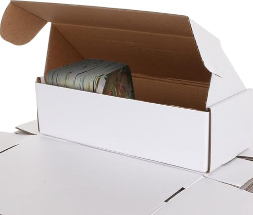 JMIATRY 20PCS 500 Count Trading Card Storage Box, Baseball Card Storage Box | Corrugated Cardboard, White Card Box, Business Card Boxes For Shipping, Hockey Cards, Sport Cards Storage, 9.4x3.9x2.8IN