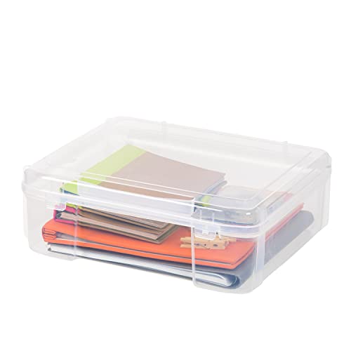 IRIS USA Scrapbook Case |Made in USA| Fits 12"x12" - Thick (1-Pack) - Clear | Portable Plastic Storage Organizers with Built-In Handles for Paper, Art, Board Games, Crafts, Files & Office Supplies - color: Clear, size: 1 Case (12"x12")