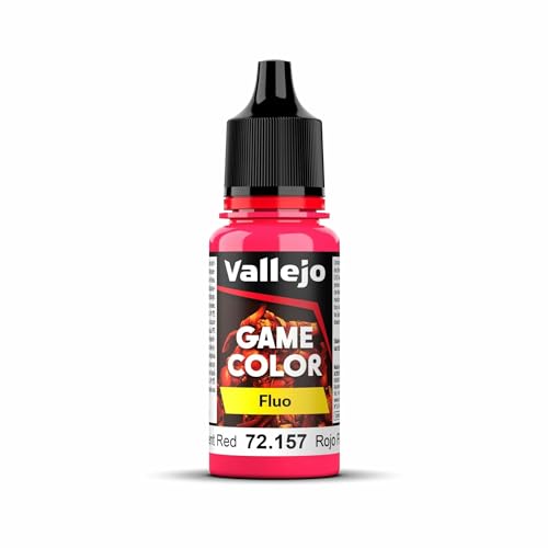 Vallejo - Game Color | Fluorescent Red Paint | Perfect for Airbrushing and Great Adhesion to Figurines and Scale Models | 17 ml (0,58 fl.oz.) - color: Fluorescent Red