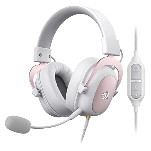 Redragon H510 Zeus White Wired Gaming Headset - 7.1 Surround Sound - Memory Foam Ear Pads - 53MM Drivers - Detachable Microphone - Multi Platforms for PC, PS4/3 & Xbox One/Series X, NS - color: White H510