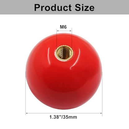 ZOCCVI 35mm Arcade Joystick Ball Top Handle, Red, 2 Pcs | M6 Thread, Plastic Replacement Knob, DIY Arcade Game Fight Stick, Round - color: Red(Round)