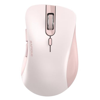 RAPIQUE Bluetooth Wireless Mouse - Dual Bluetooth & 2.4 GHz USB Receiver, Ergonomic Design, Quiet Clicks, Low Power - Multi-Device Compatibility for MacBook, Laptop, Computer, iPad Air/Pro (Pink) - color: Pink