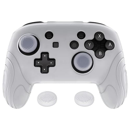 playvital Samurai Edition Ergonomic Silicone Skin Protective Case for Nintendo Switch Pro, Soft Anti-Slip Controller Grip Protector for Nintendo Switch Pro with Thumb Grips - Clear White - color: Clear White