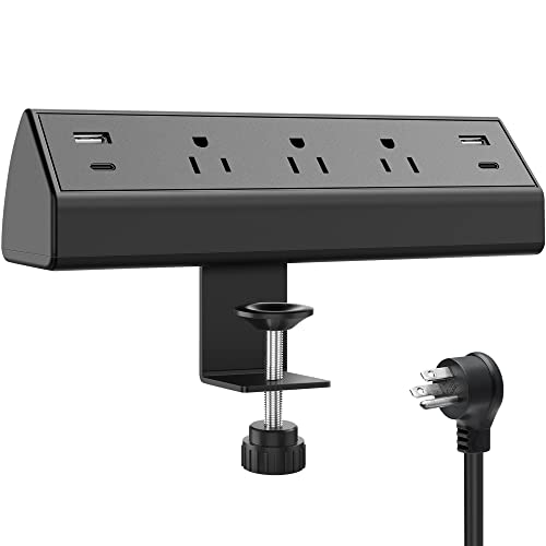 Jgstkcity Desk Clamp Power Strip,40W Total Fast Charging Station,2 PD 20W USB C Ports,Desk Edge Mount Surge Protector for Home, Office,3 Outlets,Fit 1.96" Tabletop Edge,ETL Listed | 2 PD 20W USB C Ports, 3 Outlets, Desk Edge Mount, Fit 1.96" Tabletop Edge