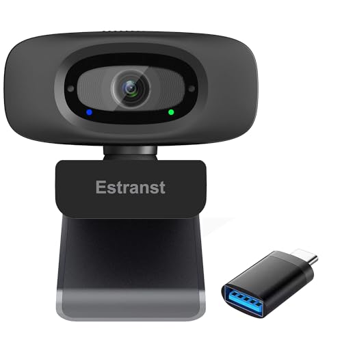 2K Quad HD Webcam with Privacy Cover & Noise-Canceling Microphone, Video Web Streaming Camera for PC Computer Desktop Laptop Mac Zoom Teams &More, 1pc USB C Adapter - style: Webcam+USB C Adapter