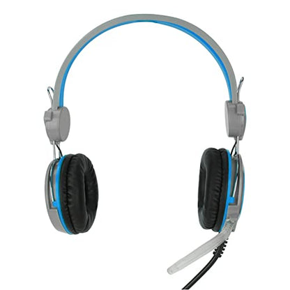 Noise Cancelling Gaming Headphones Clear Sound and Microphone for Computer Players (Blue) - color: Blue