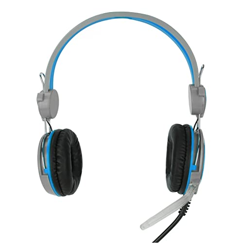 Noise Cancelling Gaming Headphones Clear Sound and Microphone for Computer Players (Blue) - color: Blue