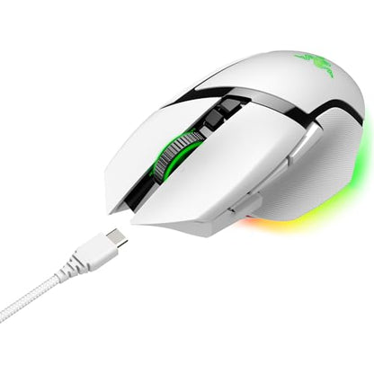 Razer Basilisk V3 Pro Customizable Wireless Gaming Mouse: Fast Optical Switches Gen-3 - HyperScroll Tilt Wheel - Chroma RGB - 11 Programmable Buttons - Focus Pro 30K Optical Sensor - White - color: White