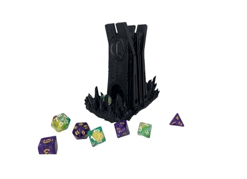 Retro Planet Dice Tower DND Dice Rolling Tower Dice Tower Dungeons and Dragons Dice Jail D&D Accessories (Random 7PCS D20 Dice Set Included) Black - color: Black