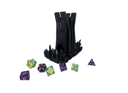 Retro Planet Dice Tower DND Dice Rolling Tower Dice Tower Dungeons and Dragons Dice Jail D&D Accessories (Random 7PCS D20 Dice Set Included) Black - color: Black