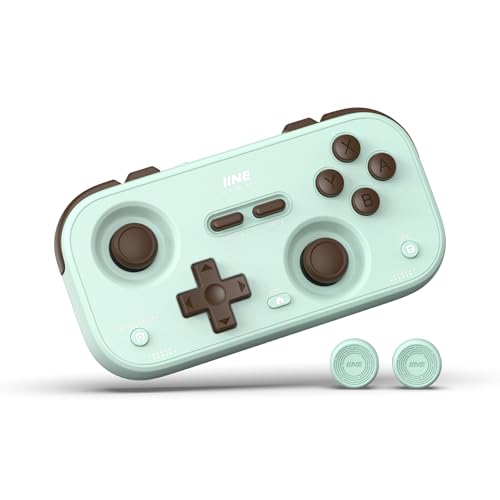 IINE Retro Pocket Game Controller with Hall Effect Joysticks, Switch 1 & 2 Compatible, Wireless Gamepad for Steam Deck, PC, Android, iOS, Customizable D-Pad, Vibration & Motion Control (Mint Choco) - color: Mint Choco