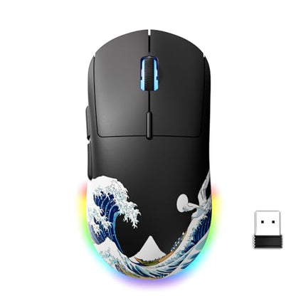 G57 Wireless Gaming Mouse, 8000 DPI, 80g, 2.4G/Bluetooth/USB-C Rechargeable Wireless Mouse with 5 Programmable Buttons for PC/Mac, Black - color: Black