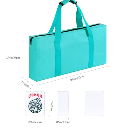 American Mahjong Tile Set, 166 White Tiles, 4 All-in-One Colors Rack/Pushers, Complete Travel Mahjong Set with Light Green Carrying Bag - color: Light Green