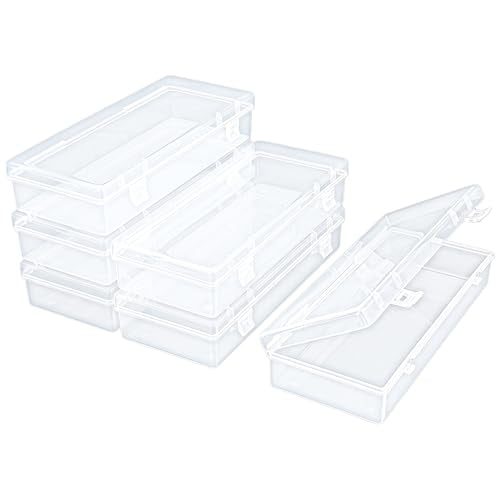 6 Pack Rectangular Clear Plastic Storage Containers Box with Hinged Lid for Beads and Other Small Craft Items (6.1 x 2.56 x 1.18 inch) | Hinged Lid, For Beads and Small Craft Items, 6.1 x 2.56 x 1.18 inch - size: 6.1 x 2.56 x 1.18 inch