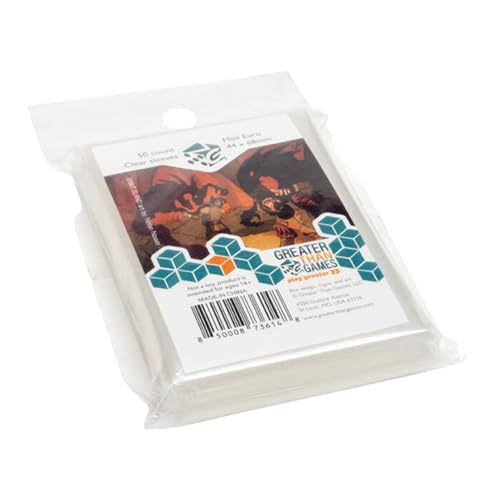 Greater Than Games: Card Sleeves: Mini Euro Size - 44x68 mm, 50 Sleeves, Clear, Acid Free & PVC Free, Card Game Protective Accessory - style: Mini Euro (44x68)