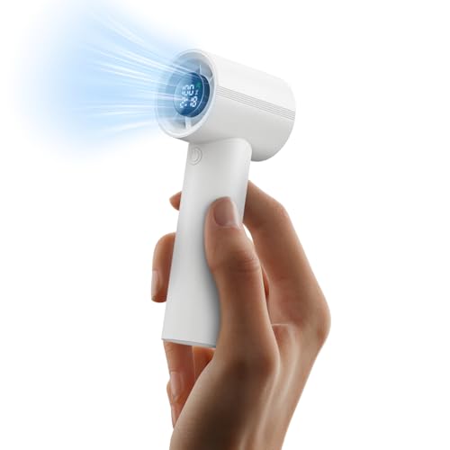 Portable Handheld Fan, Speed(1-199) Powerful Turbo Mini Fan, 30000 RPM High Speed Moter [14H Max Cooling Time] 5000mAh Battery Rechargeable,Pocket Personal Small Travel GIfts for Women Men,White - color: White