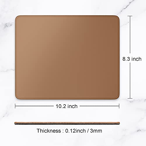 Hsurbtra Mouse Pad, Premium-Textured Square Mousepad 10.2 x 8.3 Inch, Stitched Edge Anti-Slip Waterproof Rubber Pretty Cute Computer Mat for Office Gaming Laptop Women Kids Leather Brown - color: Leather Brown, size: Square Mousepad (10.2" x 8.3")