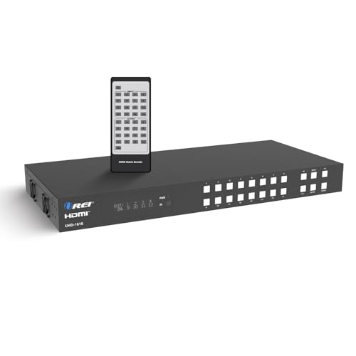 OREI 16x16 HDMI Matrix Switch - 4K Audio Extract, EDID, RS-232, WebGUI, IR | HDMI Switch 16 Input, HDMI Matrix 4K 16x16 – 18Gbps, HDR10+, Dolby Vision, Dolby Atmos, DTS:X, 1U Rack Mount - size: 16x16 Matrix