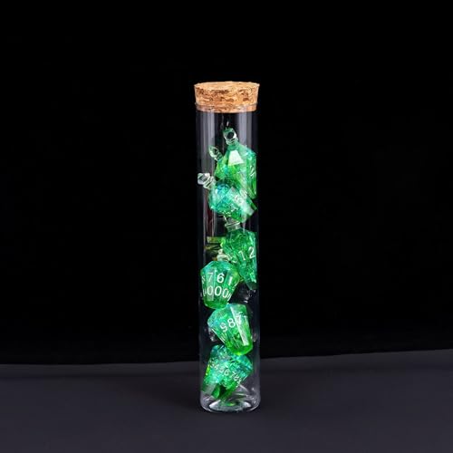 7PCS Potion DND Dice Set,Transparent Sharp Edge Die Set D&D RPG Polyhedral Dice,for Dungeons and Dragons TTRPG Games Roleplaying Games.(Green Galaxy) - color: Green Galaxy