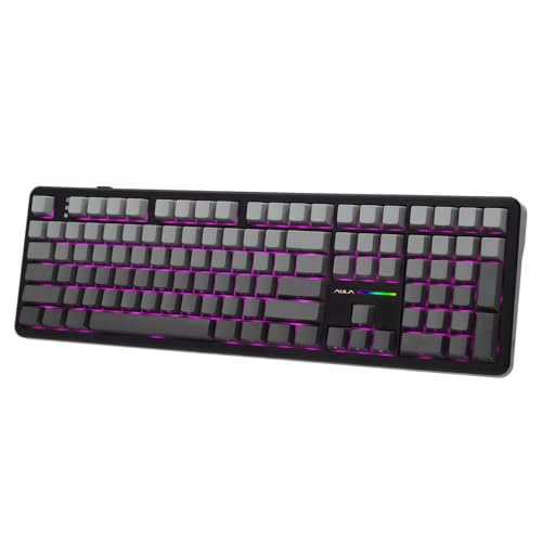 EPOMAKER Aula F108 Wireless Gaming Keyboard, Full Size Mechanical Keyboard with 4000mAh Battery, 108 Hot-Swappable and Programmable Keys, RGB Backlight, for Mac/PC/Android (Shadow Black) - color: Shadow Black