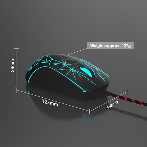 MageGee G6 Wired Gaming Mouse, Ergonomic USB Optical Mouse with 7 Colors Breathing LED Backlit, 6 Adjustable Speed Levels from 600 to 3200 for Laptop PC Computer Games & Work, Black - color: black