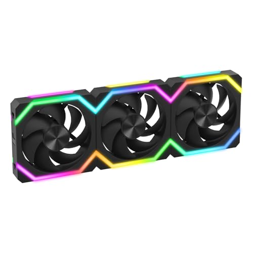 Iesooy ARGB Cooling Fan, 120mm RGB PC Case Fan, ARGB Async/Sync Mode, 1800RPM 5V 3-PIN Cable, Daisy Chain PWM RGB Fans, Modular Stackable Silent for CPU Liquid Coolers （Black, Forward, 3-Pack） - color: Black