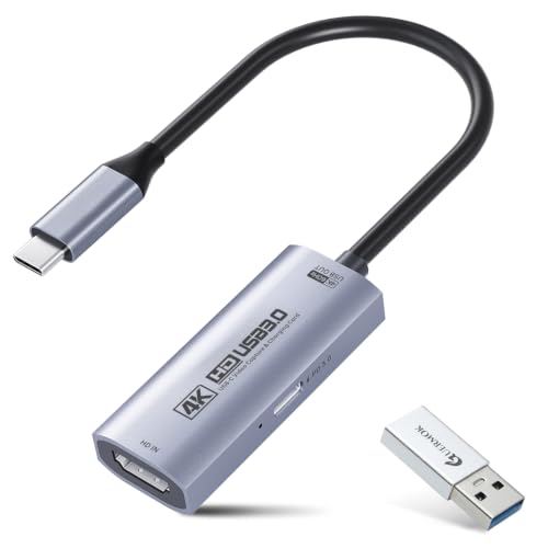 Guermok 4K USB 3.0 Video Capture Card for Streaming with PD 100W, 4K@60FPS | 2K120 FPS HDMI to USBC/A Capture Card for Streaming, Works with Pad, Tablet, MacOS, Switch2/1, Laptop, PC, Camera, VR, Silver - color: silver, size: 4k 60fps