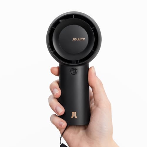JISULIFE Portable Handheld Turbo Fan Rechargeable 6000mAh 5-Speed (Black) | Up to 18H max cooling, Personal Battery Powered Pocket Fan for Travel/Outdoor/Vacation/Concerts, Birthday Gifts for Women - color: Black, size: 6000mAh