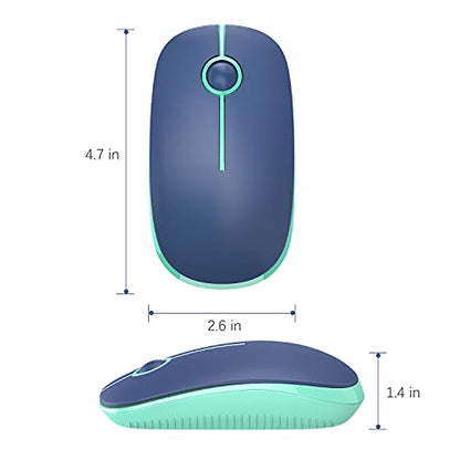 VssoPlor Wireless Mouse, 2.4G Slim Portable Computer Laptop Mouse with Nano Receiver Quiet Silent Optical Mice for Notebook, PC, Laptop, Computer-Blue and Green - color: Blue and Green