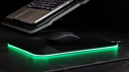 C45E RGB Mousepad with Wrist Rest – Anti-Slip Rubber Base, Soft Foam Support & Customizable RGB Lighting Effects for Comfort and Precision, Suitable for Gaming or Working