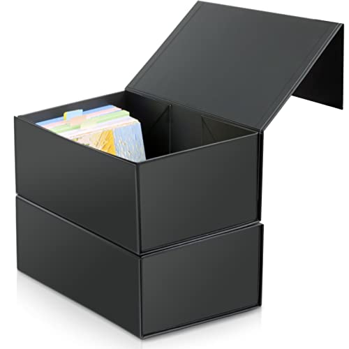 4X6 Index Card Holder, Index Card Storage Box 4 x 6 Inches, Fits 2400 Flash Cards - 2 Pack, Black - color: Black