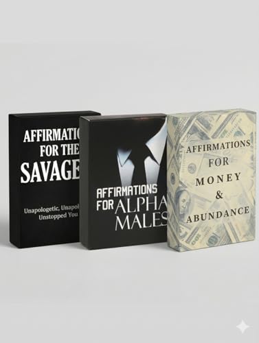 Isaac Liev 150 Positive Daily Affirmation Cards For Men Motivational card, Inspirational, Mindest Gifts for Success - Cool Gifts for Him, Best Friend, Coworkers, Office & Birthday - style: 3-PACK DEAL - Alpha Affirmations , Money Affirmations & Savage Aff