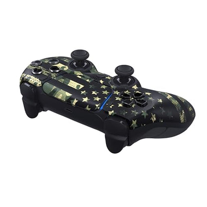 ProControllers LLC Custom Wireless Controller for PS5 - Hand Airbrushed & Multiple Designs Available (Camo Flag) - color: Camo Flag