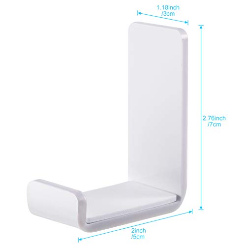 Weewooday 4 Pieces Headphone Hanger Headset Stand Holder Adhesive Wall Mount Headphone Hook for Desk Acrylic Gaming Earphones Hanger with Glues for Earphone Controller(White) - color: White