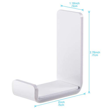 Weewooday 4 Pieces Headphone Hanger Headset Stand Holder Adhesive Wall Mount Headphone Hook for Desk Acrylic Gaming Earphones Hanger with Glues for Earphone Controller(White) - color: White