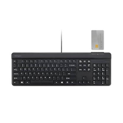 Kensington KB201C Simple Solutions Wired Keyboard with Smart Card Reader (CAC), TAA Compliant, Black (K75454TAA) - size: Wired Keyboard w/ CAC reader