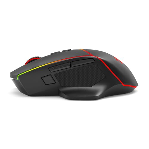 Redragon Axe M814 Programmable Wireless Gaming Mouse, with RGB Streaming Lights, 8 programmable Buttons, max 8000DPI,15G Acc,Multifunctional Software, Ergonomic Design