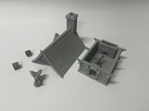 HAUTICO Tabletop Miniature Little Town Building Terrains for RPG War Games - 18mm Scale Scenery with Medieval Style, Dioramas Building Set, Paintable