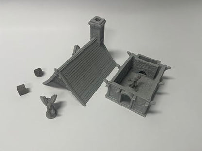 HAUTICO Tabletop Miniature Little Town Building Terrains for RPG War Games - 18mm Scale Scenery with Medieval Style, Dioramas Building Set, Paintable