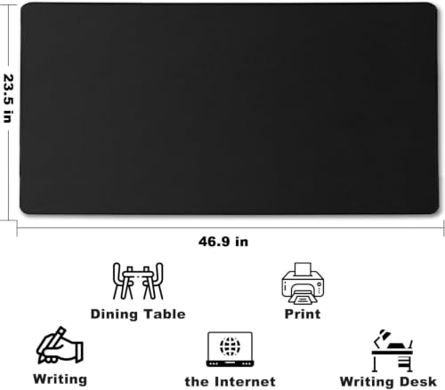 46.9" x 23.5" Waterproof Fabric Desk Pad, Black | Rubber Anti-Slip Base Stitched Edges No Curling Fits Laptop Keyboard and Mouse Smooth Office Mat Large Mouse Pad Work Game - color: Black, size: 46.9" x 23.5"