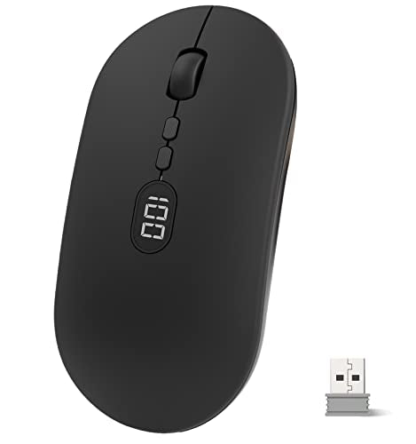 MAGIC-REFINER X1 Wireless Computer Mouse with Battery Level Visible, Black | 2.4G Portable, Ultra Slim USB Mouse, Silent Click, 1600 DPI for Win/Mac/PC/Laptop/Computer/Office/Travel - color: Black
