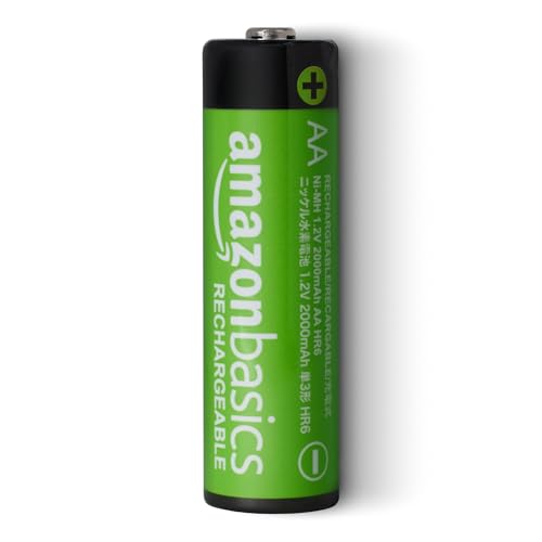 Amazon Basics 16-Pack Rechargeable AA NiMH Batteries, 2000 mAh, 1.2V, Low Self Discharge, Pre-Charged, Recharge up to 1000x Times - size: 16 Count (Pack of 1)