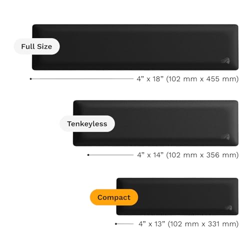 GLORIOUS Gaming Padded Keyboard Wrist Rest (Compact, 1" Thick) - Anti-Fray Stitched Edges, Smooth Cloth Surface, Anti-Slip Rubber Base, Medium Firmness, 13" x 4" x 1" - Black