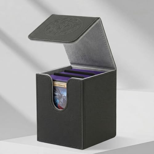 MTG Commander Deck Box - Holds 100+ Cards, Magnetic Closure | Premium PU leather fits 100+ single-sleeved cards durable magnetic closure ideal for TCG/CCG - color: Black, size: 100