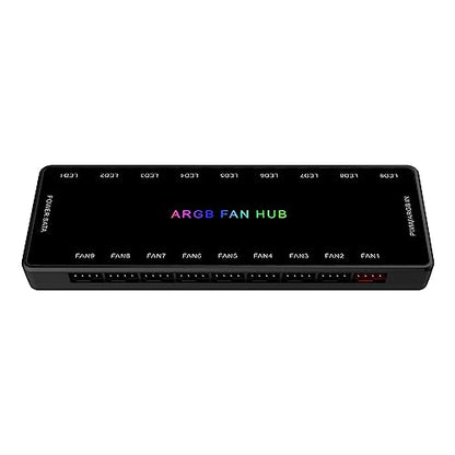 SHAKING TANK ARGB and PWM Fan hub,9 Ports RGB Hub,1 to 9 Multi Way Magnetic backplane Splitter 5V/3PIN Case Fan Hub Adapter PWM ARGB Fan Black - style: 1to9 ARGB&PWM Fan Hub